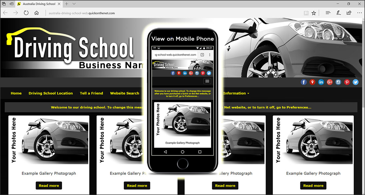 Australia Driving School Web Template using Yellow L Plates for Learners