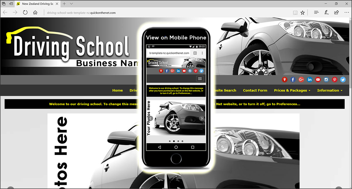 Driving School Web Template NZ with Yellow L Plates